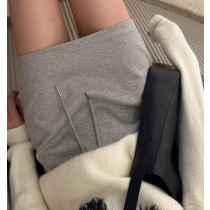 【預購】孕媽咪系列．日常百搭最實穿 彈力棉質灰色短裙